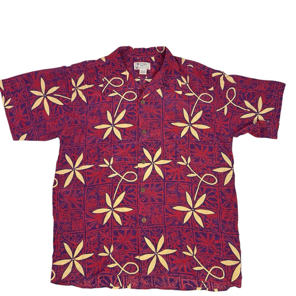 AVANTI Blue Hawaii Elvis Presley Silk Tropical Shirt Large Aloha Vintage Tiki